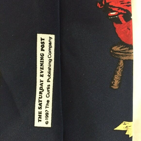 The Saturday Evening Post Mens Tie Santa Elves Christmas Letters Vintage 1997 - Picture 6 of 9